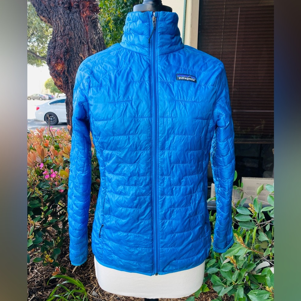 Patagonia blue, down, long sleeve jacket. Size S